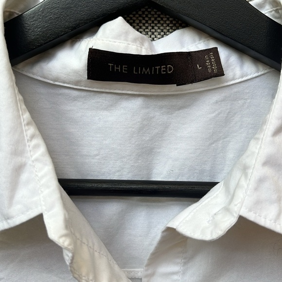 🤍 The Limited, Vintage White Fitted Sheer Long Sleeve Blouse , Size: L - Picture 7 of 13